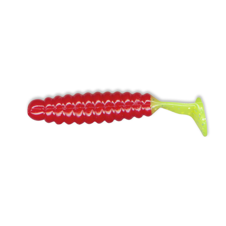 Charlie Brewer Crappie Grub - 1.5'' Red/Cht Tail 15pk