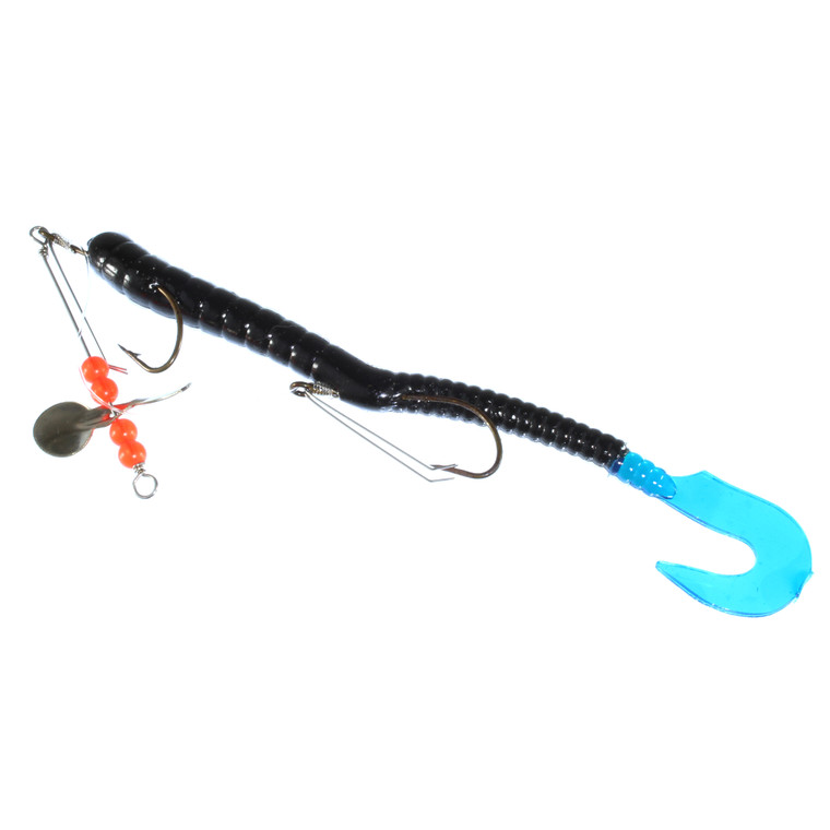 Creme Curl - Rigged - 6'' Black/Blue Tail 1pk