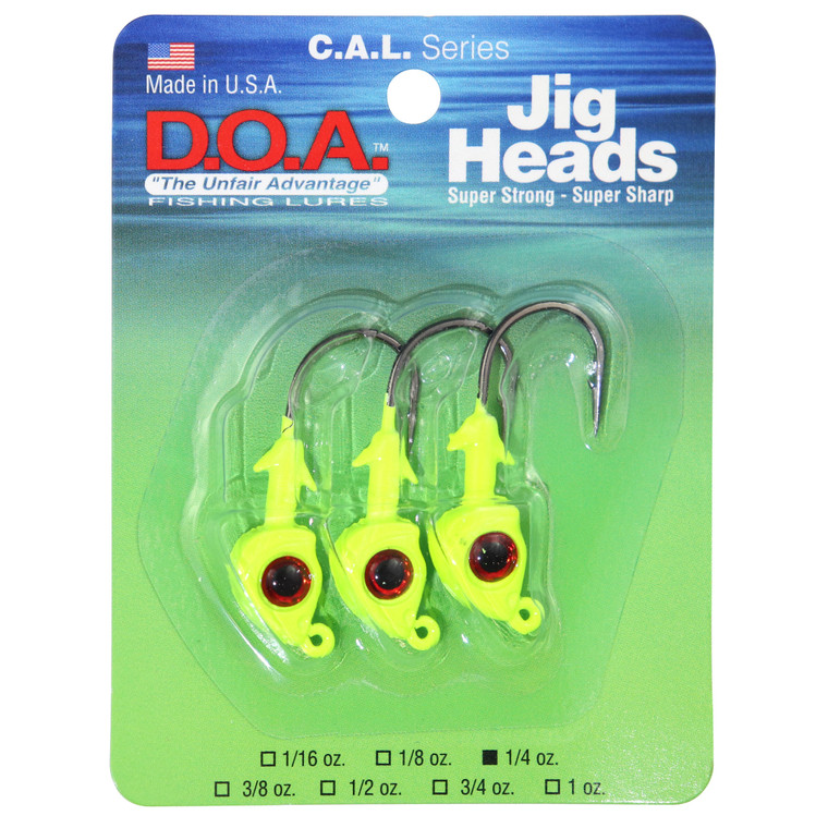 DOA CAL Series Jig Head - 1/4oz Chartreuse/Red Eye