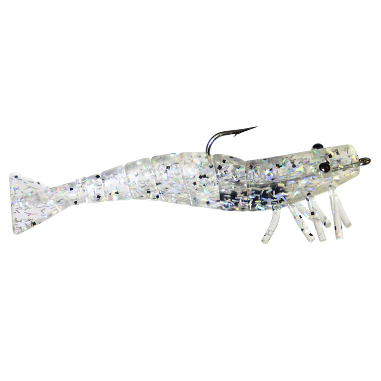 DOA Rigged Shrimp - 3'' Clear Holographic 3pk
