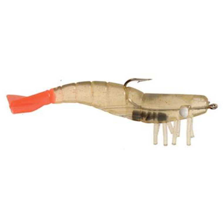 DOA Rigged Shrimp - 3'' Clear/Firetail 3pk