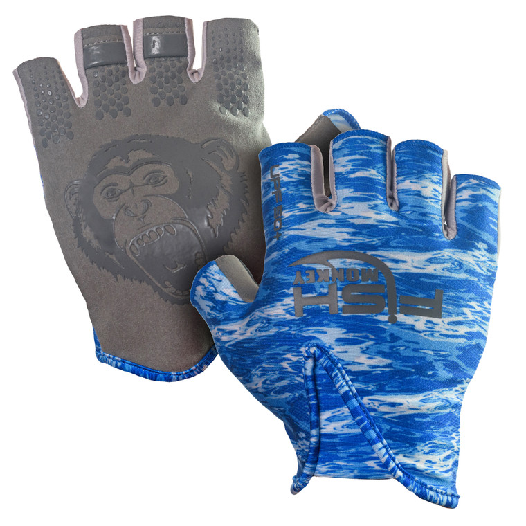 Fish Monkey Guide Glove - Stubby Blue Water Camo XL