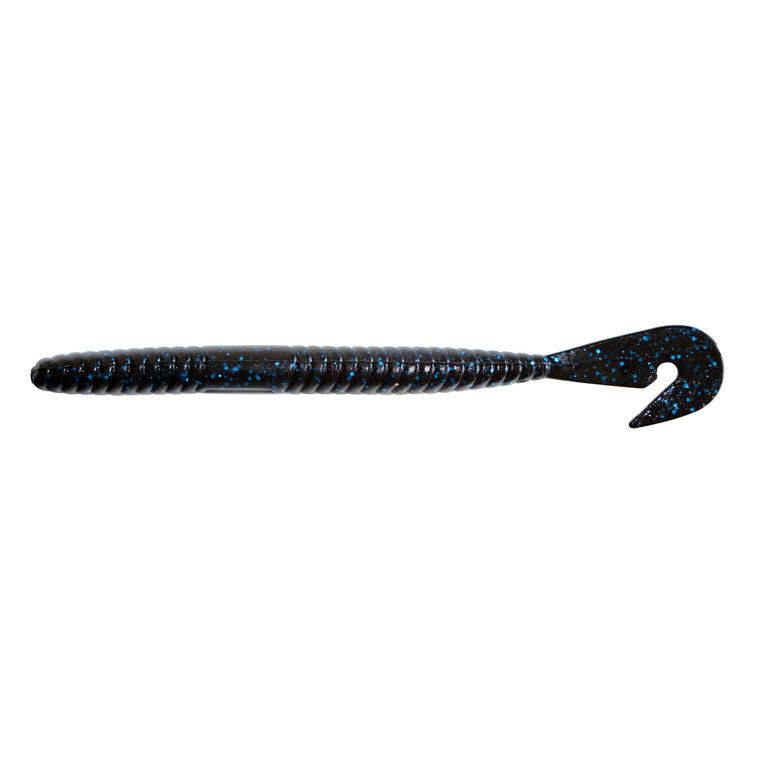 Gambler Burner Worm - 7'' Black Blue Glitter 5pk