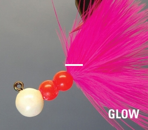 Hawken Beau Mac Jig Co - 1/8oz Marabou Glo Wht/P 6pk