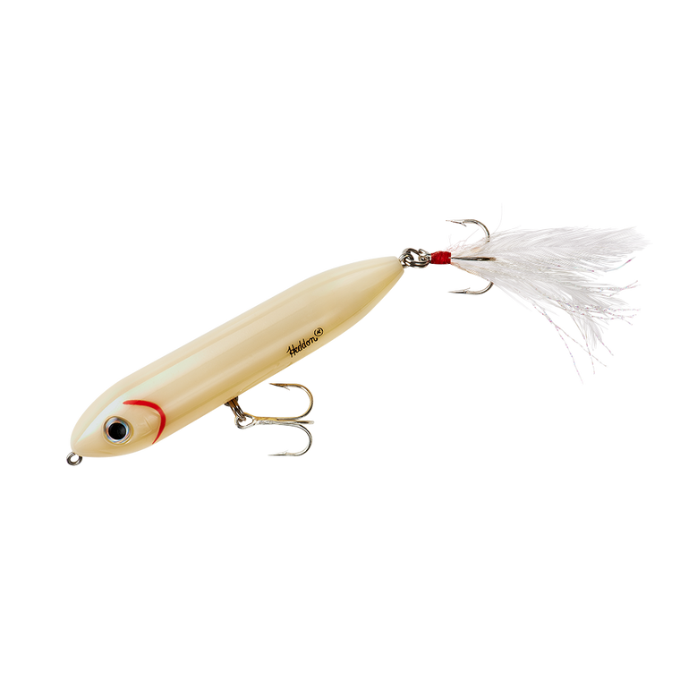 Heddon Super Spook Jr Fthrd - 3.5'' Bone