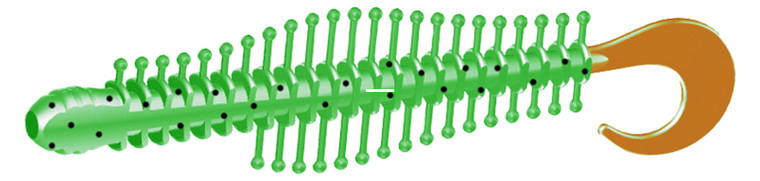 Kalins Tickle Worm - 4'' Firetiger