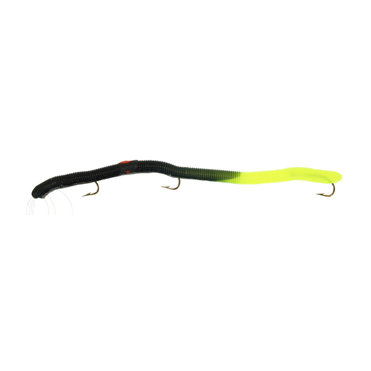 Kelly's Firetail Rigged Worm - 5.5'' Black/Cht Firetail