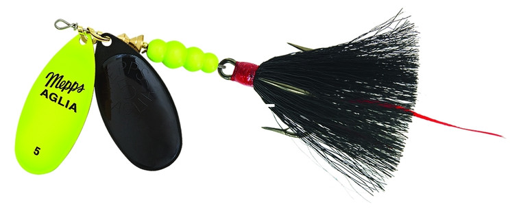 Mepps Aglia 2-Blade Dressed - 11/16oz Hotchart/Bk-Black