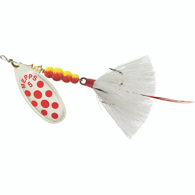 Mepps Aglia Dressed - 1/2oz Red Dot-White