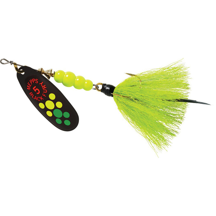 Mepps Black Fury Dressed - 1/2oz Hot Fire Tiger Dot