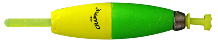 Mr Crappie Lgt FloGlo Bobber - Torpedo 2.5'' Y/G 2pk