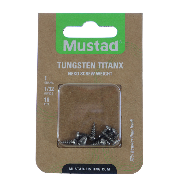 Mustad TitanX Neko Screw Wgt - Tungsten 3/16oz 10pk