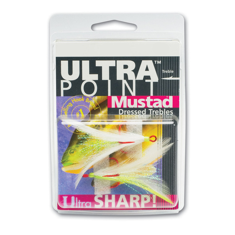 Mustad Ultra Feather Treble - Size 6 White 2pk
