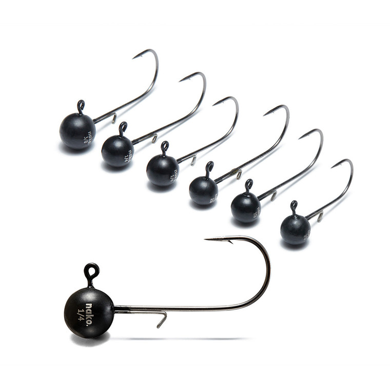 Nako Tungsten Ball Jighead - 1/8oz #1 No Chip Black 5pk