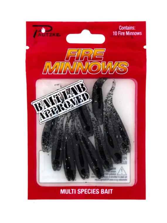 Pautzke Fire Minnows - 2.5'' Black 10pk - PFMINBLK