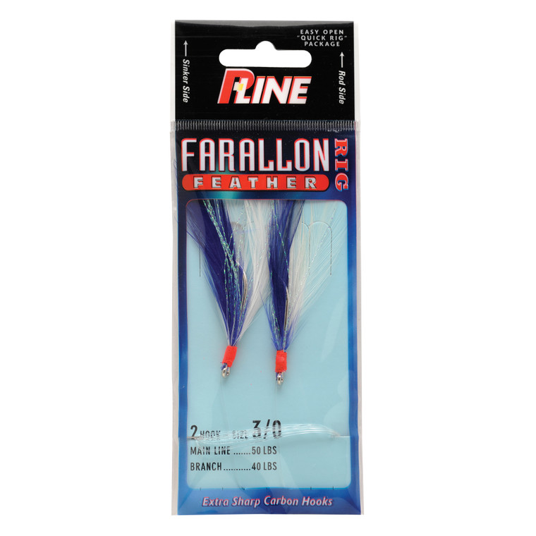 P-Line Farallon Feather - 3/0 Blue/White 1pk