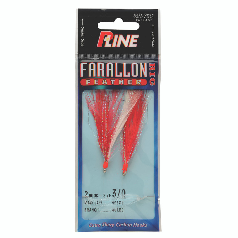 P-Line Farallon Feather - 3/0 Red/White 1pk
