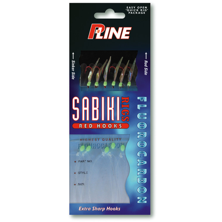 P-Line Sabiki FC; Red Hook - #8 Fish Skin 1pk