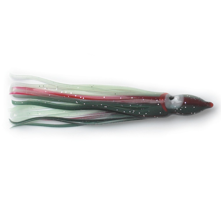 P-Line Sunrise Squid - 4.5'' Glo/DkGray/RdStrp 5p