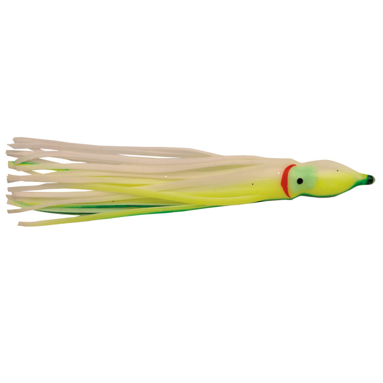 P-Line Sunrise Squid - 4.5'' Wht&Ylw Grn Stripe 5pk