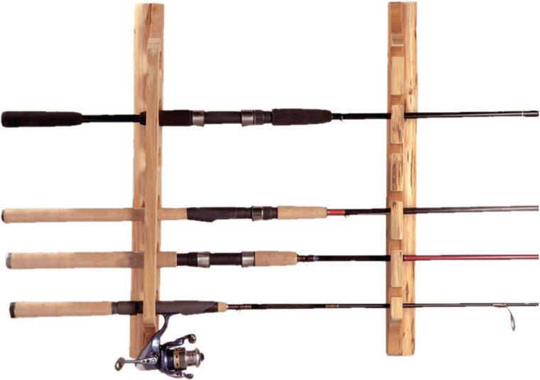 RushCreek - Rustic Wood 6 Rod Wall Rack
