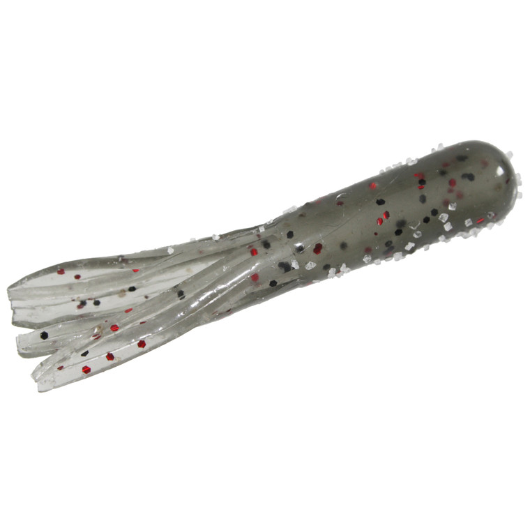 Strike King BitsyTube 2.75'' - Smoke w/Red & Blk Flake 10pk