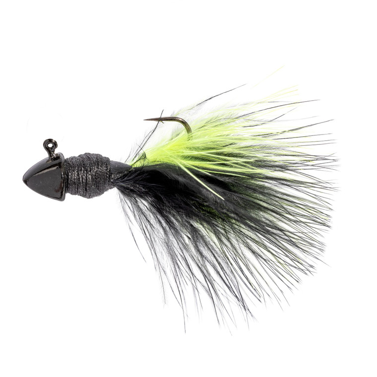 Strike King TG Hair Jig - 1/8oz Black Chartreuse 2pk