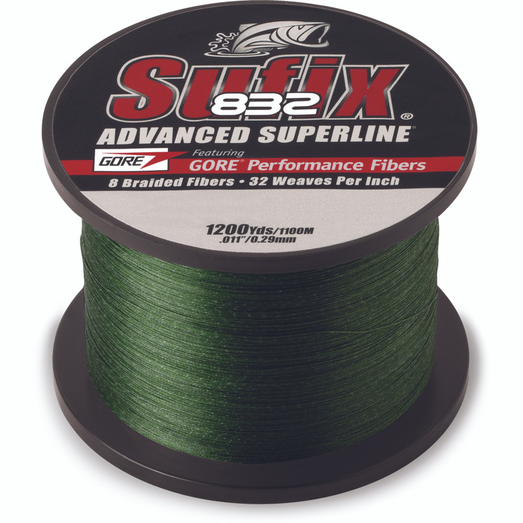 Sufix 832 Braid - 1200 yd Low-Vis Green 100 lb