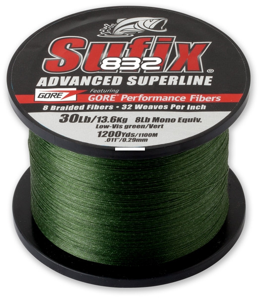 Sufix 832 Braid - 1200 yd Low-Vis Green 20 lb
