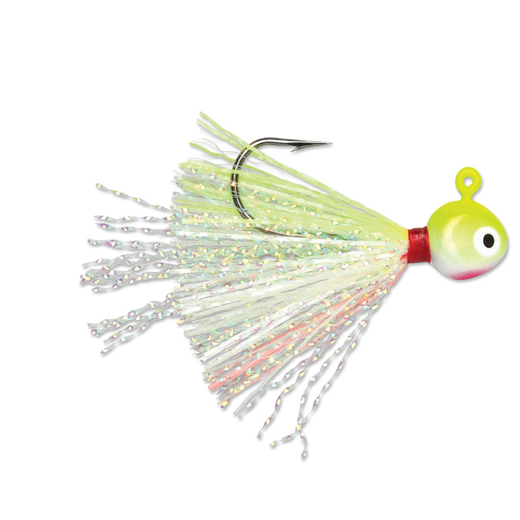 VMC Hot Skirt Glow Jig - 1/32oz Chartreuse White 2pk