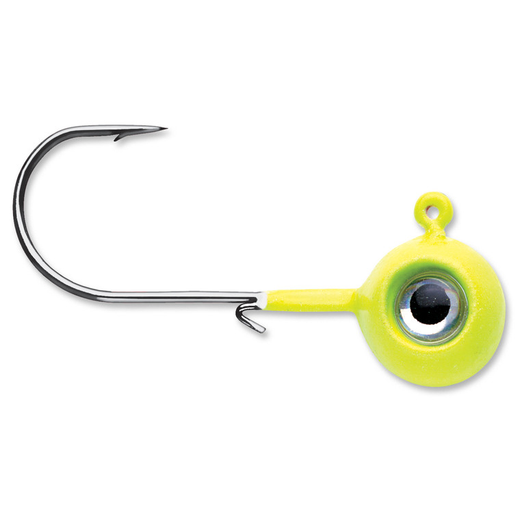 VMC Neon Moon Eye Jighead - 1/4oz Chartreuse 4pk