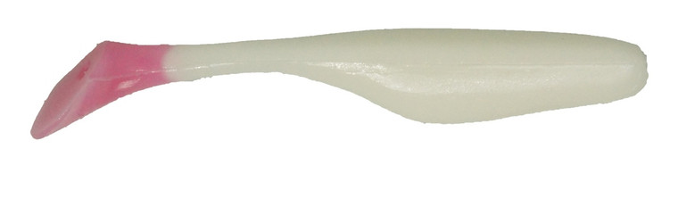 WE Assassin Turbo Shad - 4'' White/Pink Tail 10pk