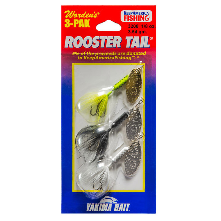 Yakima Rooster Tail - 1/8oz Black/Cht/Rbw Fry