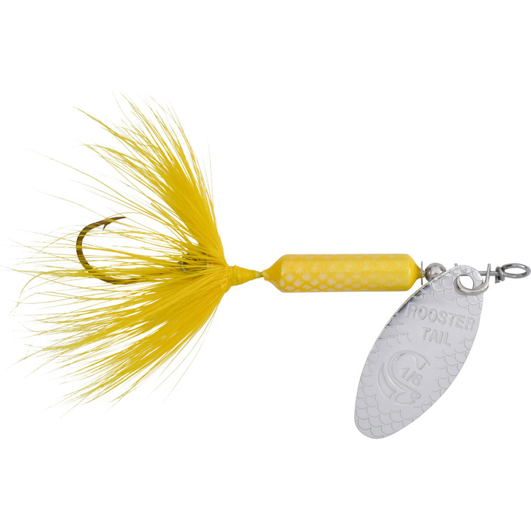 Yakima Rooster Tail SingleHk - 1/8oz Swing Silver; Yellow