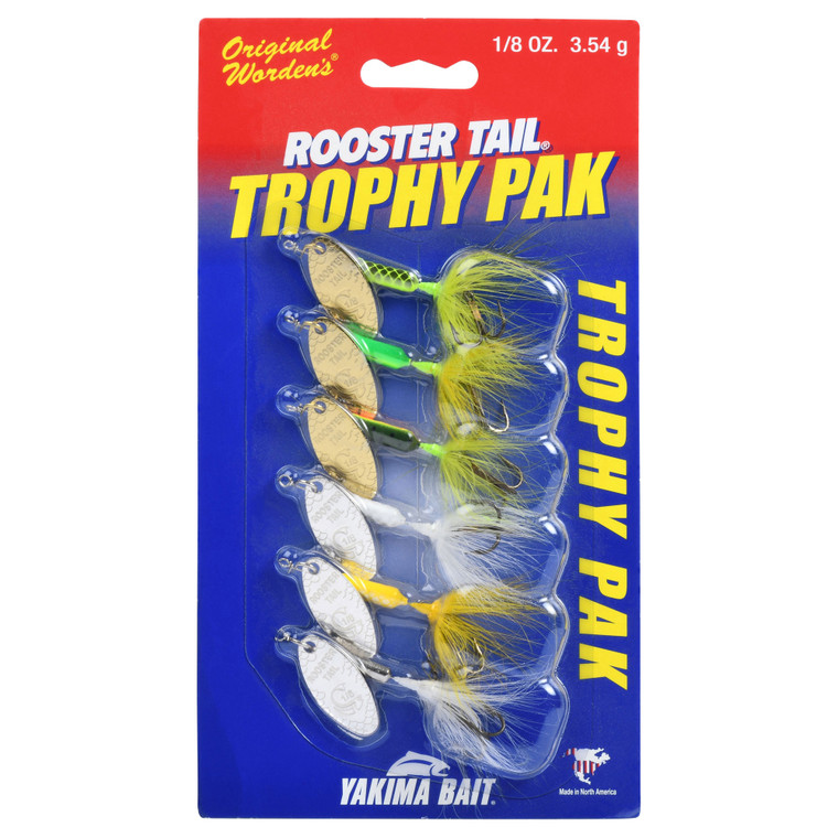 Yakima RoosterTail TrophyPak - 1/4oz; Ch/ChW/FrT/LiCh/Wh/Yw