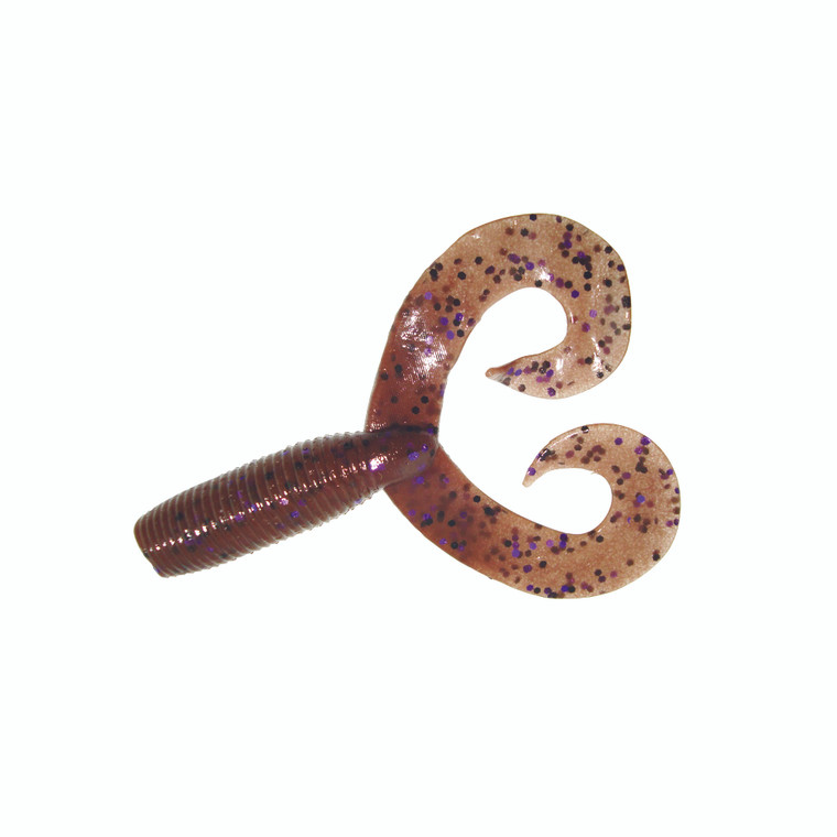 Yamamoto Double Tail Grub - 5'' Cnmn/Blk&Prp Flk 20pk