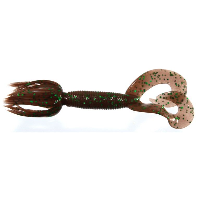 Yamamoto DT Hula Grub - 5'' Cinnamon/Lg Grn Flk 10pk