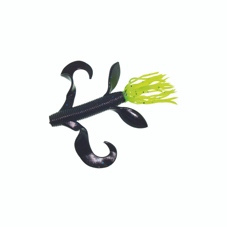Yamamoto Kreature - 4'' Blk/BlFl Bdy/156 Tail 7p