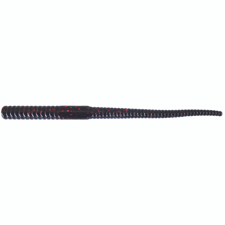 Zoom Shakey Head Worm 5'' - Black Red Glitter 20pk