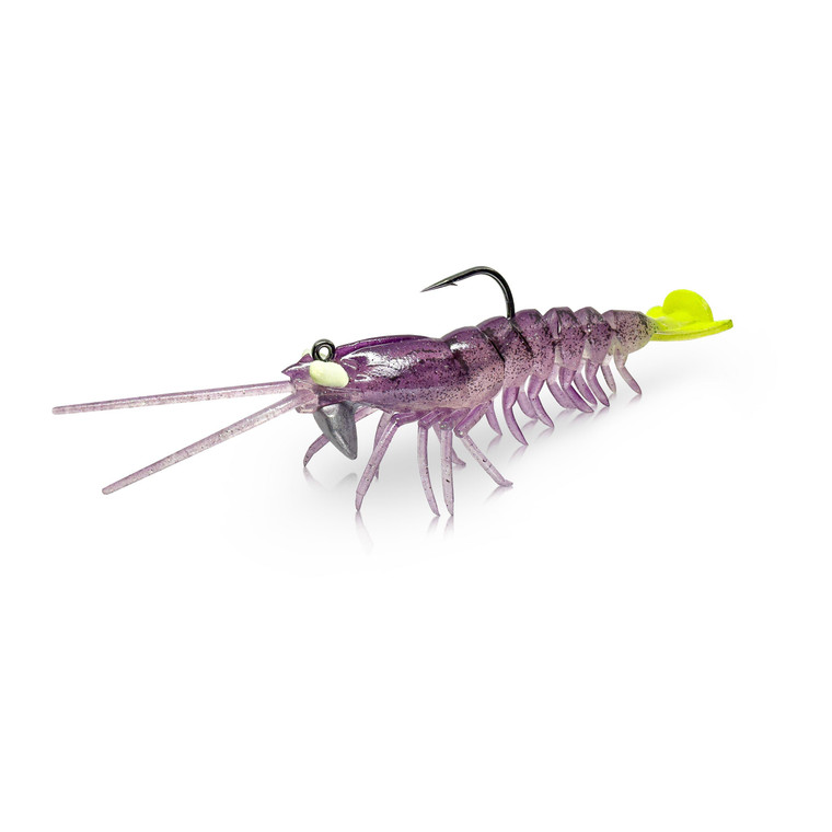 Savage Gear - Manic Shrimp RTF V2 - 3.5'' Purple Chartreuse 2pk - SDMSRF3.5INS-PPLCH