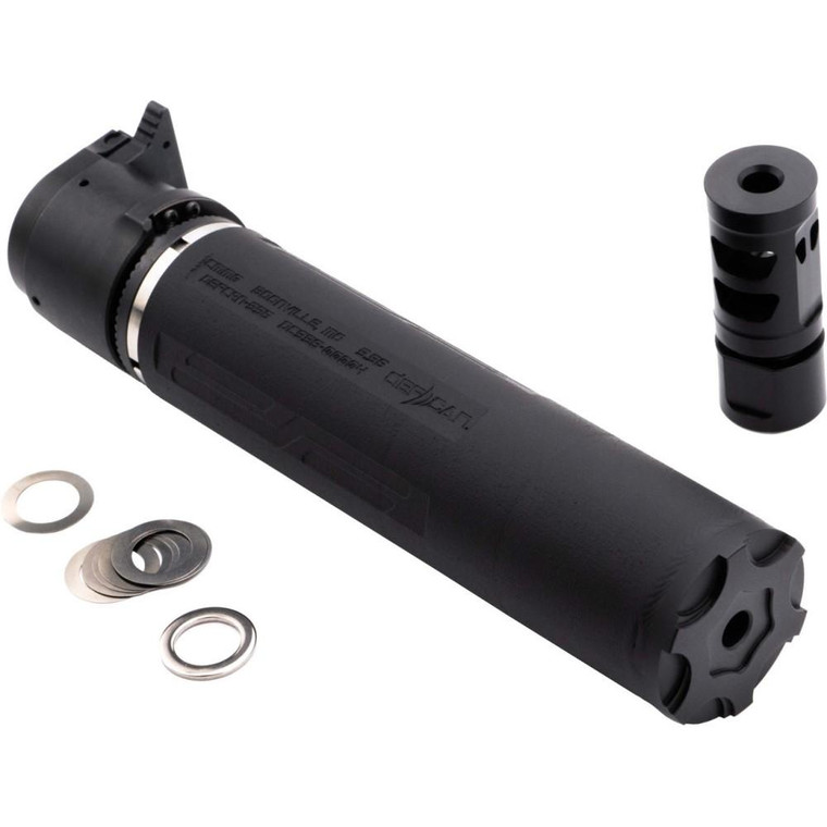 CMMG Defcan 556 Direct Thread Suppressor 5.56 1-3/8x24 Black with 1/2x28 Muzzle Brake - 55CA42D