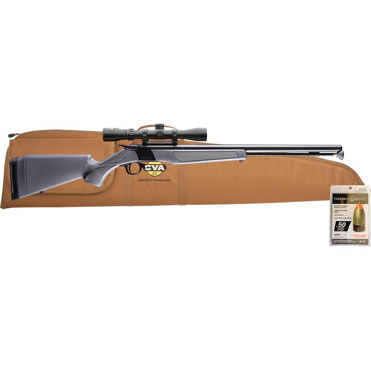 The CVA Wolf V2 Muzzleloader Rifle Package .50 Cal 24" Barrel Grey with 3-9x32 Konus Scope - PR2119SCP