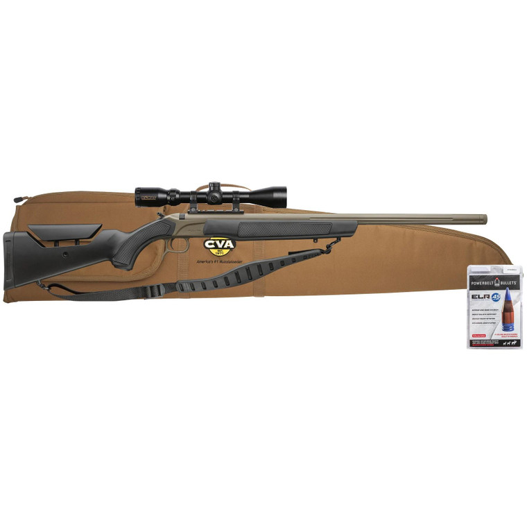 CVA ACCURA LR-X 45 CAL Muzzleloader Cerakote FDE KonusPro 4-12x44 IR BDC Reticle - PR3210NSCP