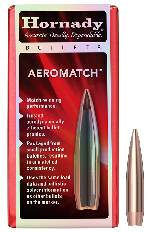 Hornady Aeromatch Rifle Bullets 6.5MM .264 140 GR HHB  (1-8") 100 RDS - 26303