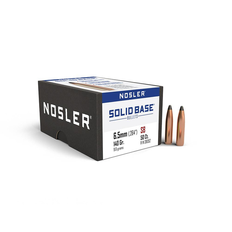 Nosler Solid Base Rifle Bullets 6.5mm .264" 140 gr 50/ct - 38052