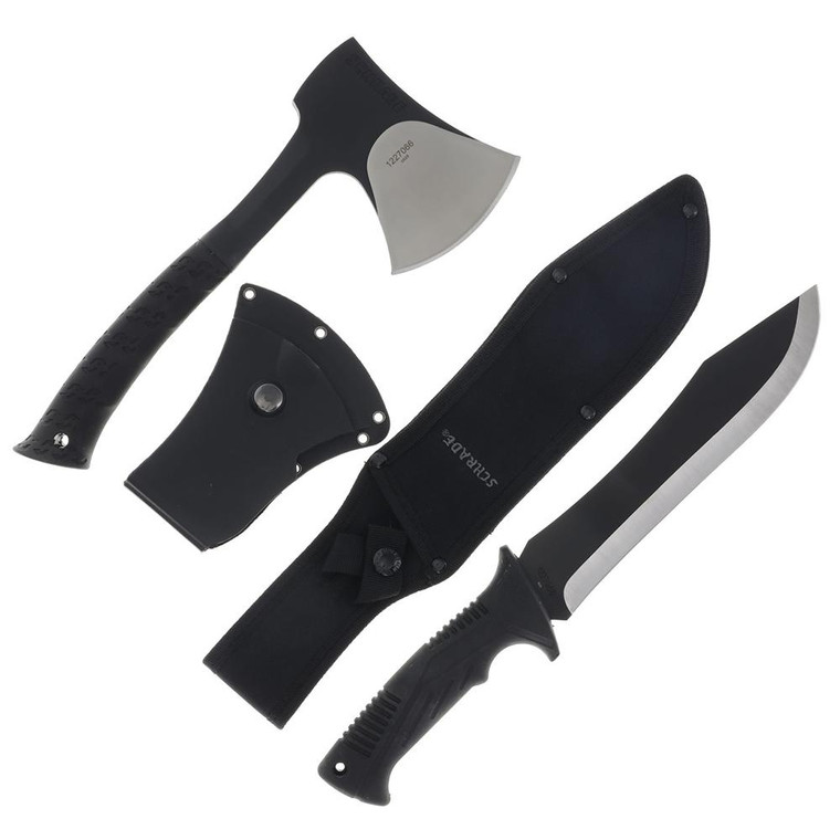Schrade Machete Axe Combo 8-1/2" Machete Blade 3-2/5" Axe Blade Black - 1227066