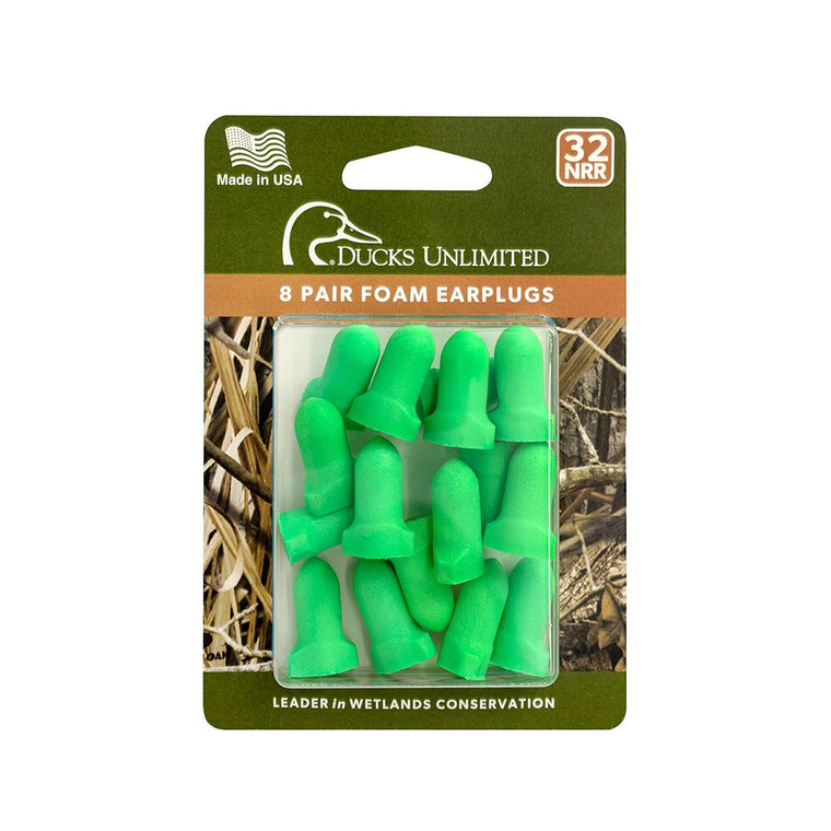 Ducks Unlimited Foam Earplugs 32dB Green 8/pr Blister - DU-FPL-GN32-B8