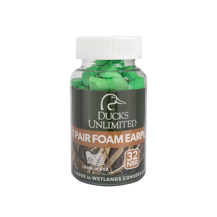 Ducks Unlimited Foam Earplugs 32dB Green 25/pr Jar - DU-FPL-GN32-J25