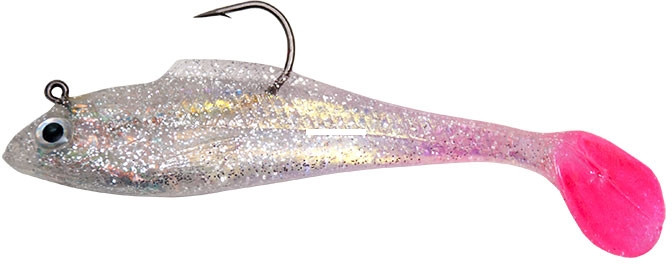 Betts Billy Bay Halo Shad, 1/8oz Clr Spk/Pink Tail 3pk