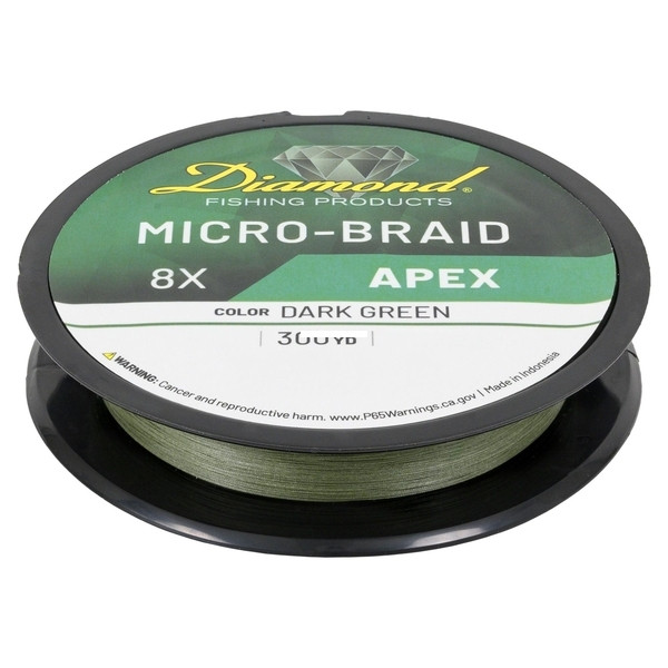 Diamond APEX Mcrbrd Solid 8x, 15lb 300yd Spool Dark Green